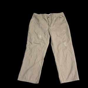 Cato Woman's Distressed Mid Rise Khaki‎ Pants Size 14